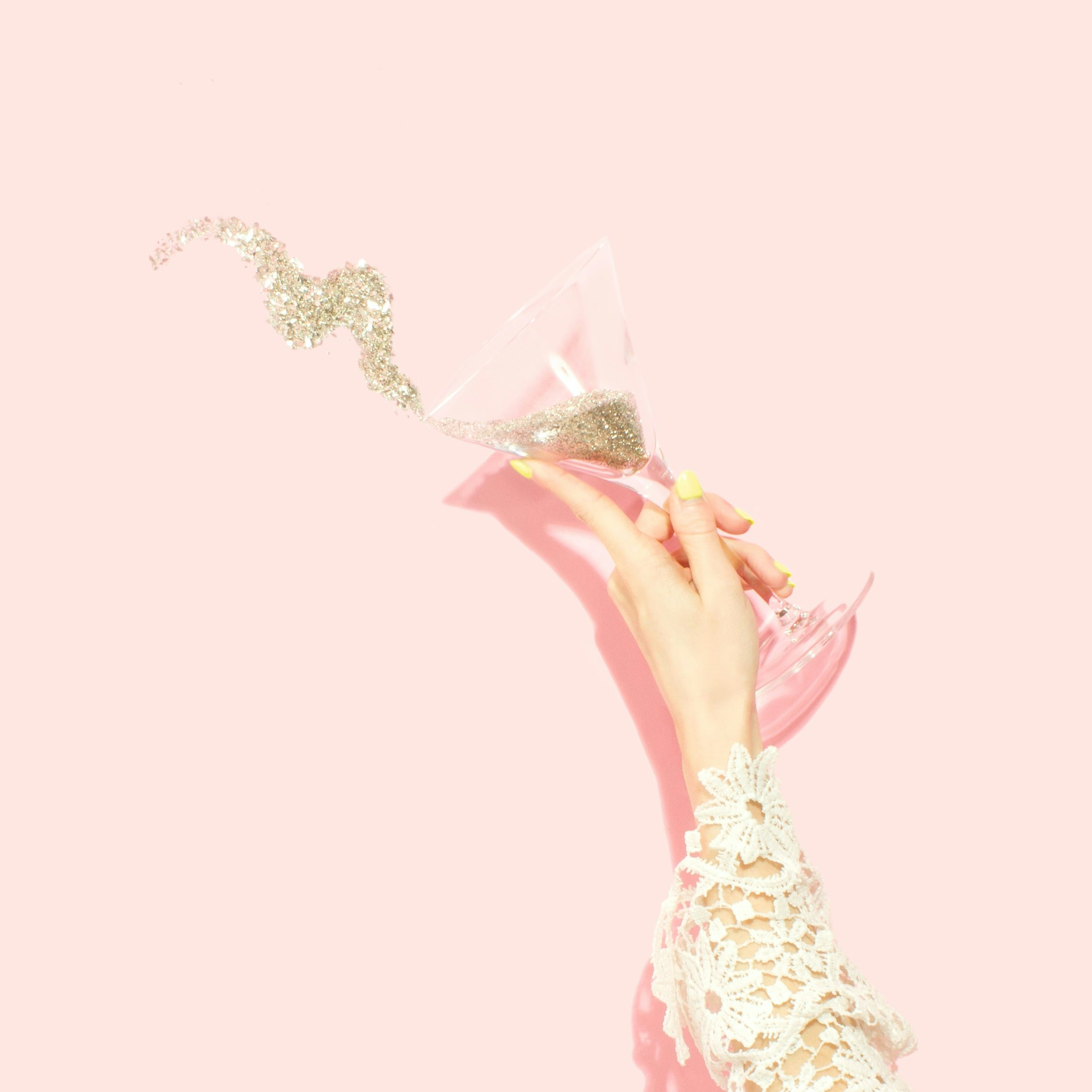 champagne med glimmer