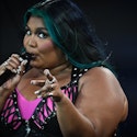 US singer Lizzo performs on stage on day 4 of the Glastonbury festival in the village of Pilton in Somerset, southwest England, on June 24, 2023. The festival takes place from June 21 to June 26. (Photo by Oli SCARFF / AFP)