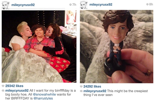 miley cyrus, harry styles, twitter, instagram